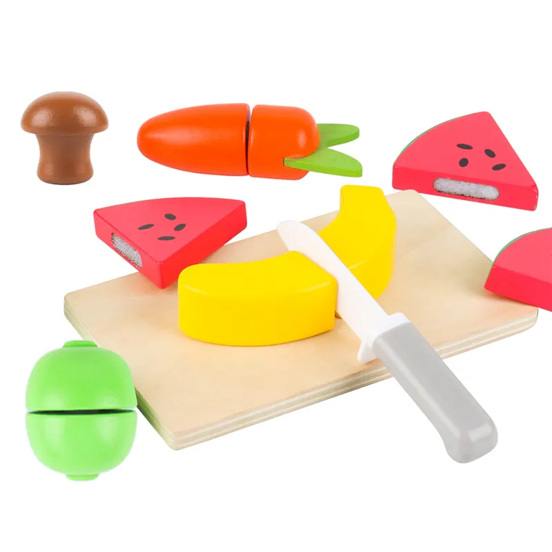 Wholesale Baby Gifts Learning Wooden Educational Toddler Kitchen Fruit Vegetable Cutting Toy Kitchen