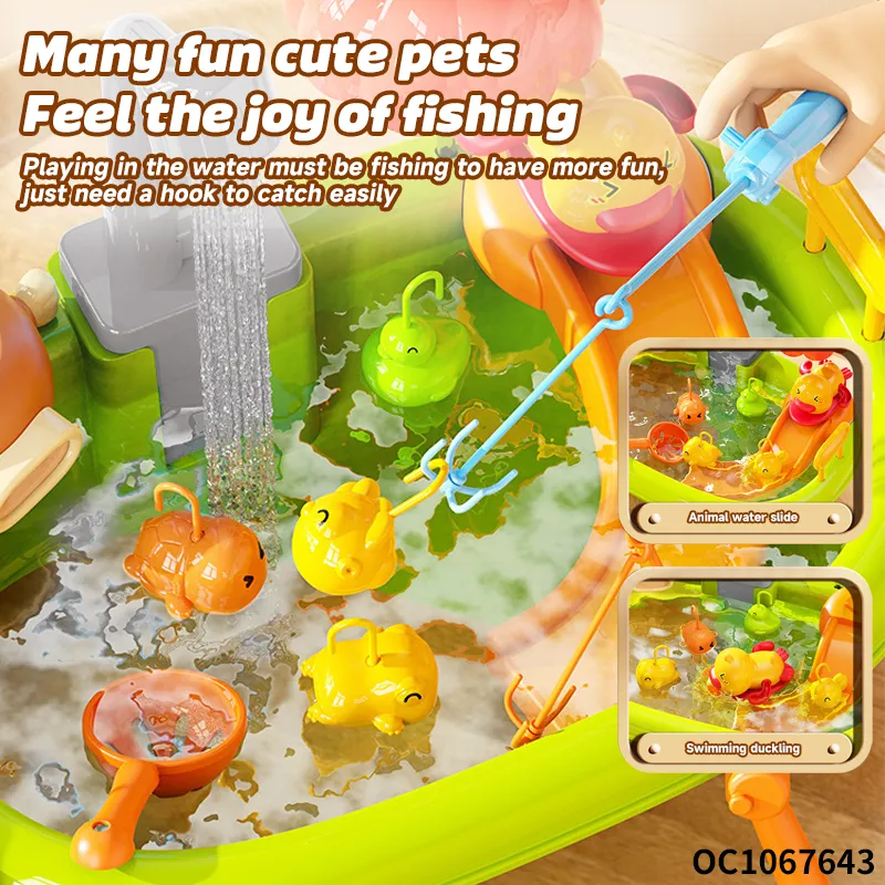 Wholesale 2in1 Pretend Play Washing Equipments Swimming Fish Water Play Table Bath Toys for Kid Hot Selling Summer