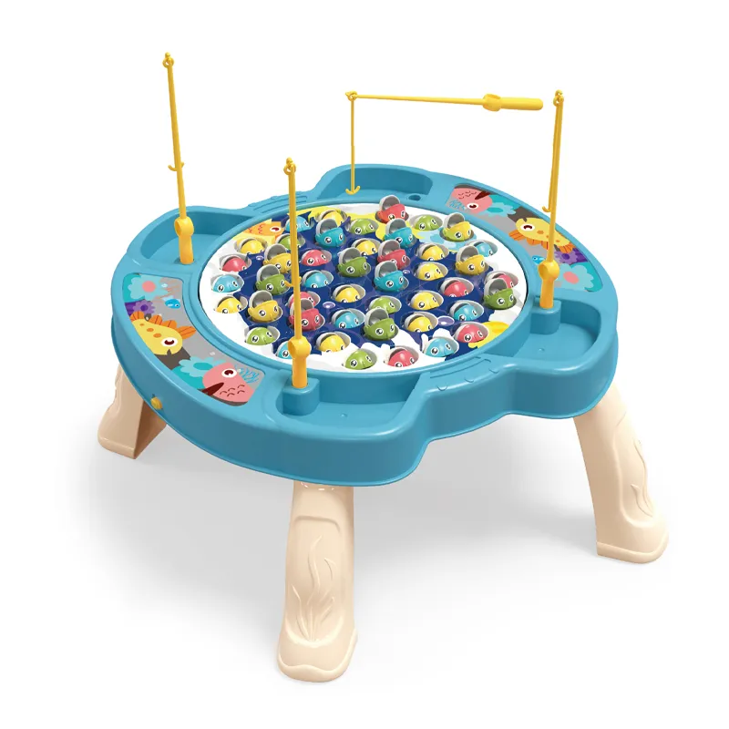 Wholesale Montessori Fishing 45PCS Plastic Moving Fish Game Table Toy for Kids with Music