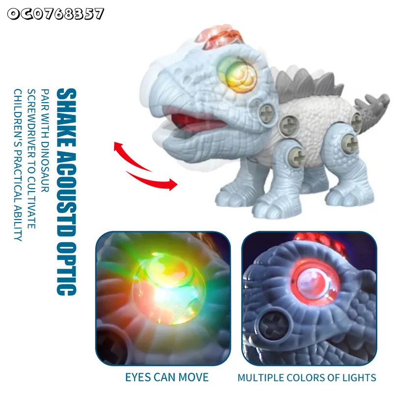 Other Role Playing Games and Preschool Development Plastic Stegosaur Small DIY Assemble Walking Dinosaur Toys with Light up Sound