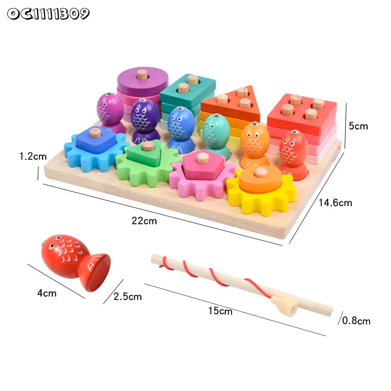Wholesale Wooden Learning Building Block Matching Puzzle Baby Brain Fishing Games