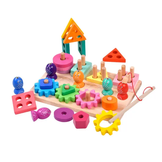 Wholesale Wooden Learning Building Block Matching Puzzle Baby Brain Fishing Games