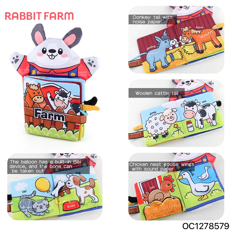 Wholesale Montessori Educational Sensory Animal Cloth Fabric Books Toy for Kids with Sound