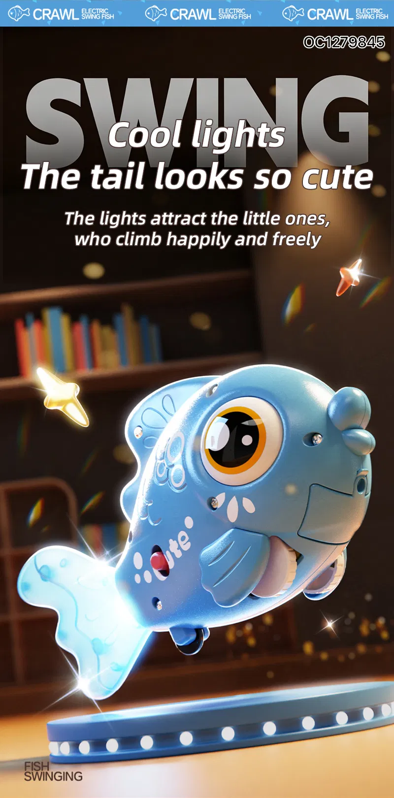 Wholesale Plastic Electric Popular Lighted up Baby Sensory Battery Operated Animal Toys Fish for Baby