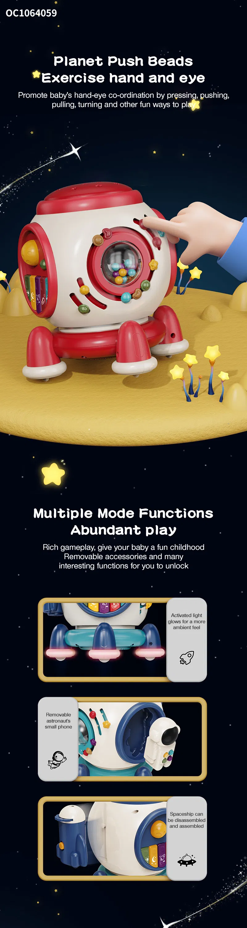 Wholesale Musical Montessori Learning Keyboard Hand Drum 6 in 1 Montessori Custom LED Projector Toy