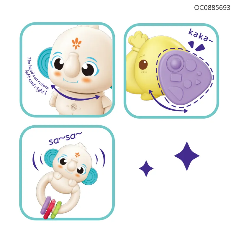 Noise Maker Sensory Toys Soft Ring Rattles for Babies Soft Toy 0 to 12 Months Toy with Elephant Storage Box