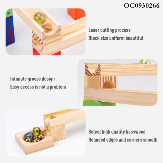 Wholesale Montessori Educational Wooden DIY Marble Run Track Ball Building Block Toy