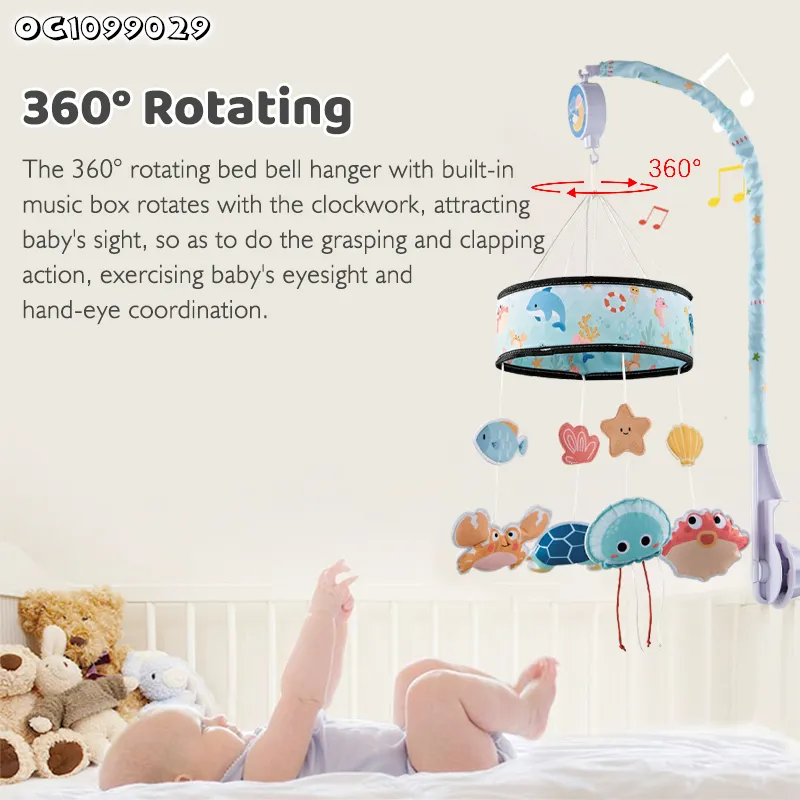 New Arrivals Custom Soft Bebe Musical Felt Stars Hanging Toys Baby Bracket Mobile Crib Rotate Bed Bell Toy Holder White Rattle Toy