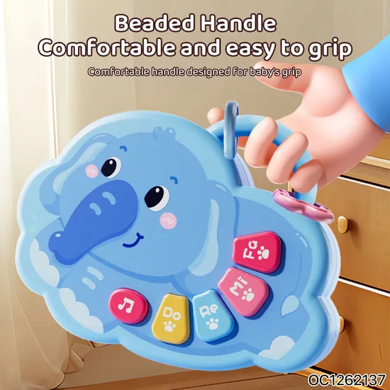 Mosensory Rattle Montesori Plastic Cartoon Animal Sound Electronic Girl Light up Elephant Music Piano Toys for Baby Sensory Play