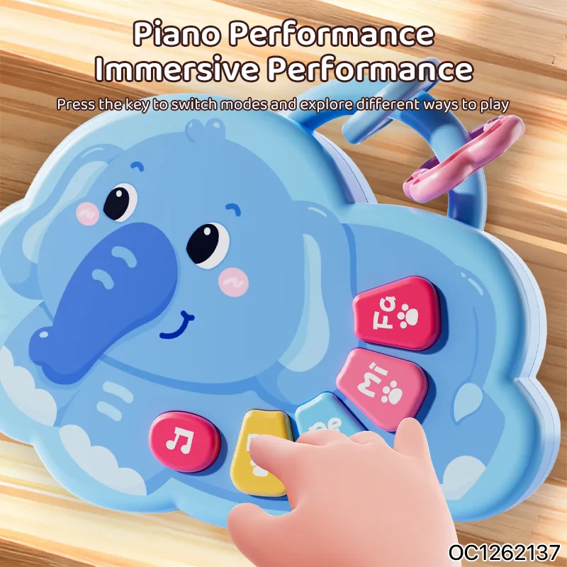 Mosensory Rattle Montesori Plastic Cartoon Animal Sound Electronic Girl Light up Elephant Music Piano Toys for Baby Sensory Play