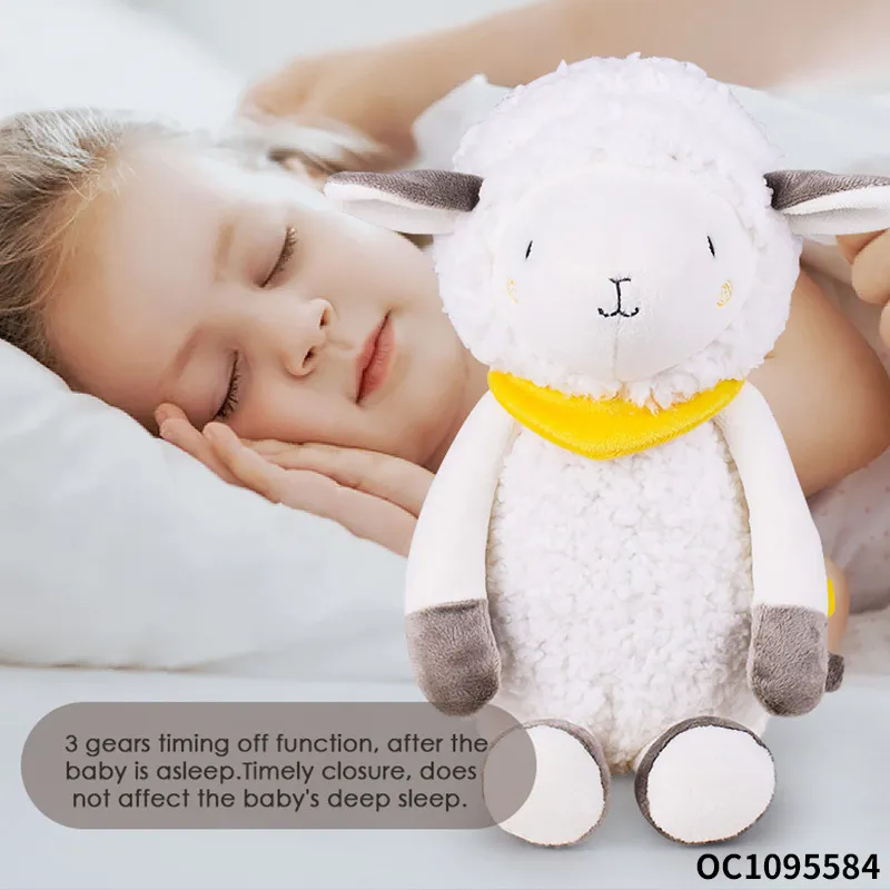 Wholesale Night Light Custom Light up Cute Sheep Singing Musical Stuffed Plush Animals Sensory Toy with Soothing Music