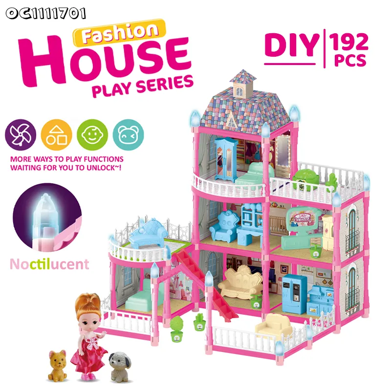 Wholesale Educational Doll House Model City Buildings Toddler Miniature Bunny Family Dollhouse Toys