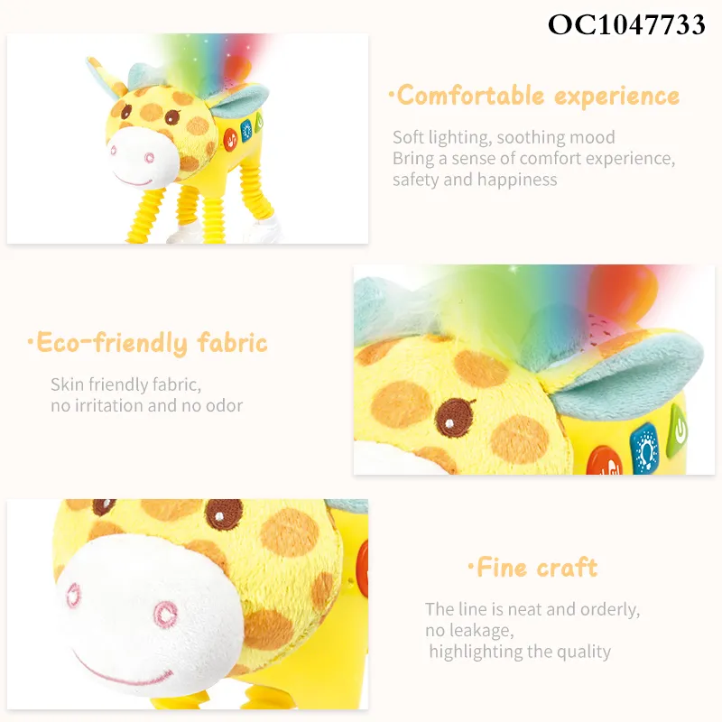 Wholesale Stuffed Sensory Sound &amp; Light Night Giraffe Stuffed Animal Long Plush Toy for Baby