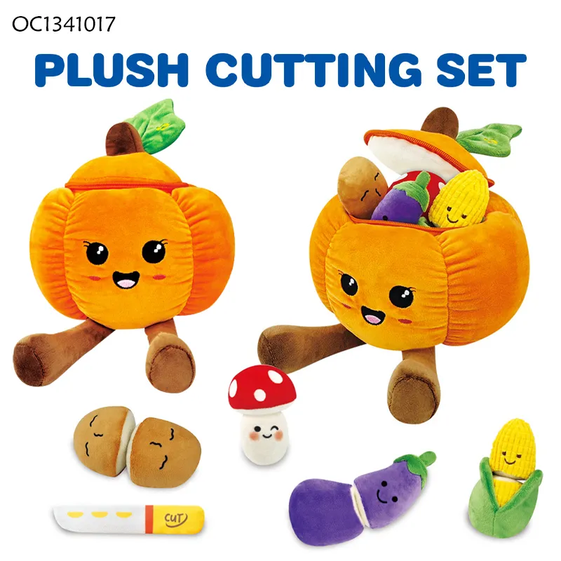 Wholesale Stuffed Fruit and Vegetable Cutting Custom Plush Cognitive Baby Educational Learning Toy