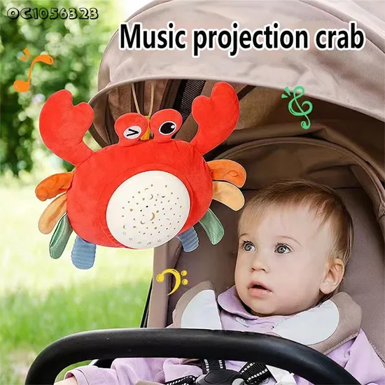 Wholesale Animal Educational Stuffed Crab Plush Baby Play Hanging Mobile Musical Toy for Baby