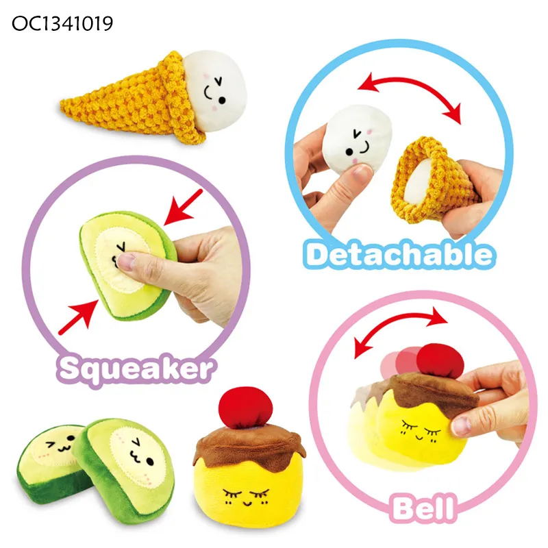 Wholesale Children Stuffed Play Educational Custom Interactive Plush Cutting Food Toy for Baby