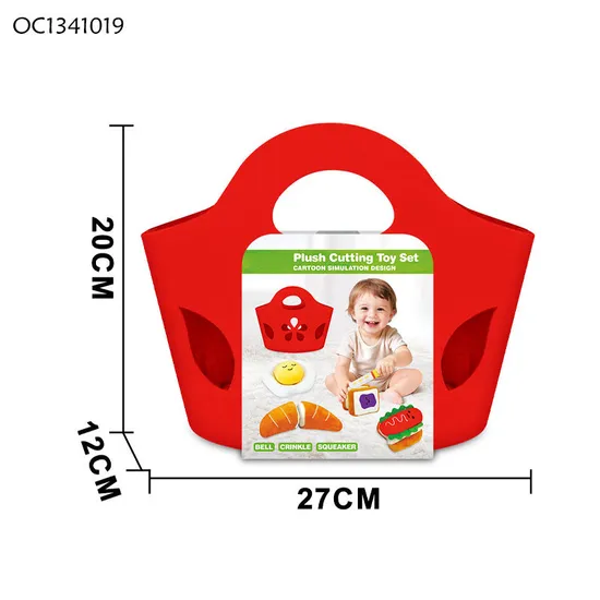 Wholesale Children Stuffed Play Educational Custom Interactive Plush Cutting Food Toy for Baby
