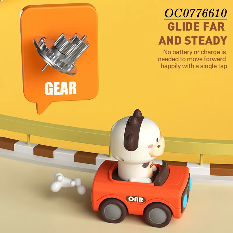 Wholesale Miniature Children Hot Selling Plastic Cute Cow Push Press and Go Animal Toy Car for Baby