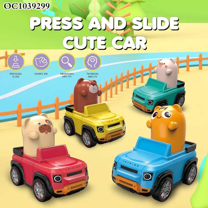 Wholesale Plastic Children Mini Novelty Toys Promotion Baby Press and Go Mini Funny Cartoon Animal Toys Car