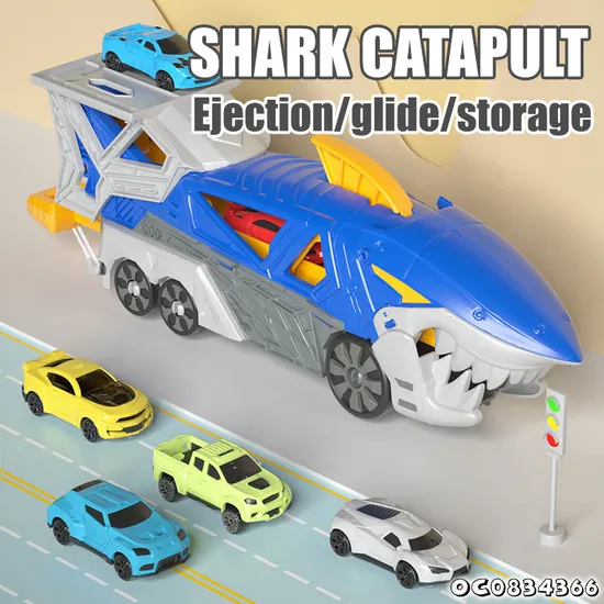 Children Indoor Toys New Design Sliding Tracks Catapult Shark Car Model Kit Toy with Mini Cars Wholesale