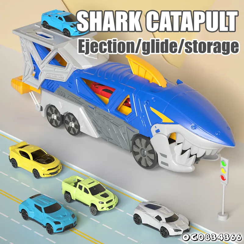 Children Indoor Toys New Design Sliding Tracks Catapult Shark Car Model Kit Toy with Mini Cars Wholesale
