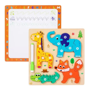 Children Wooden DIY 3D Cartoon Animal Home Jigsaw Puzzle Board Early Educational Toys for Toddlers Cognitive Items