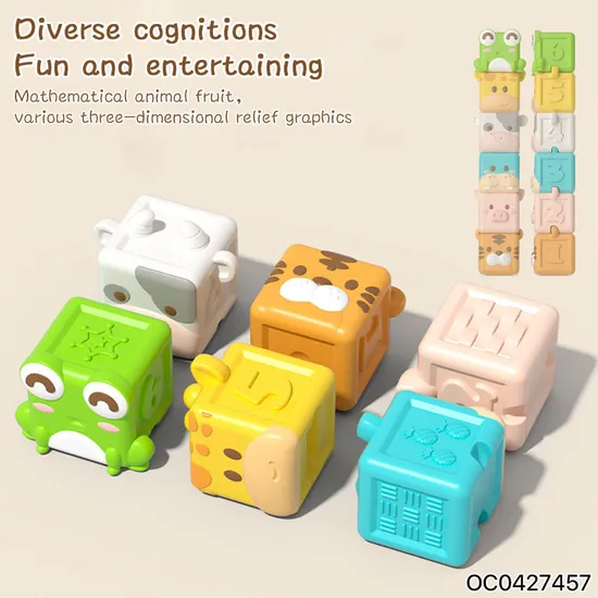 Wholesale Water Kids Silicone Cognitive Education Funny Sensory Baby Rubber Animals Block Bath Toy