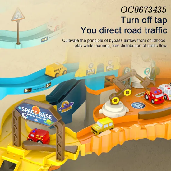 Car Parking Lot Toy Adventure Race Track Electronic Educational Kids Toy with 4PCS Mini Cars