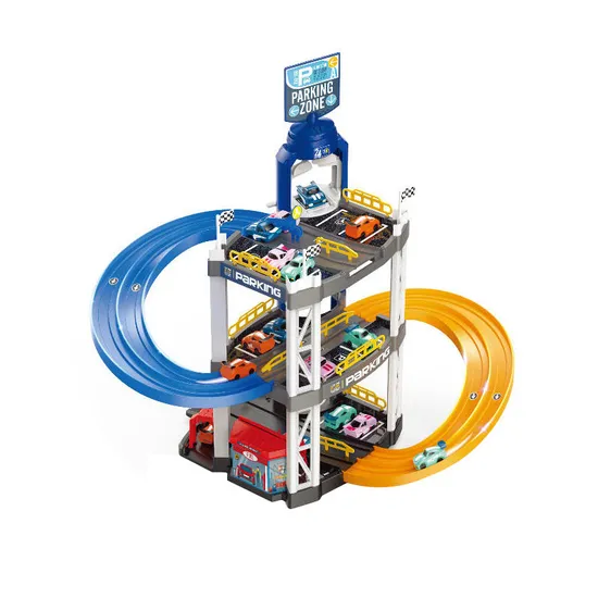 3 Floors Double Race Track Toy Cars Parking Lot Toys with 2 PCS Mini Car