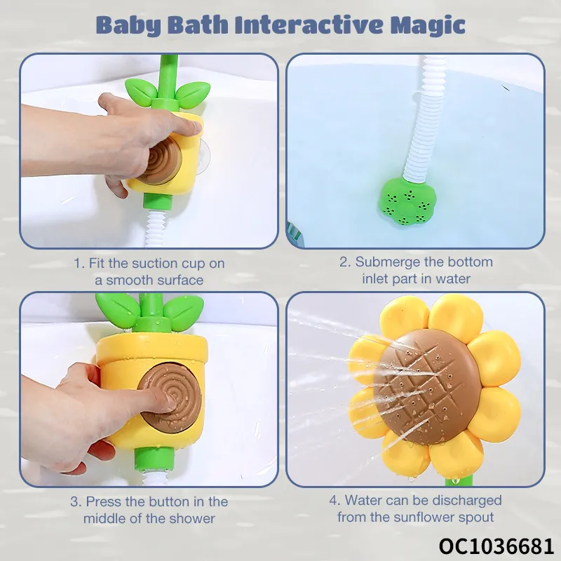 Wholesale Children Sunflower Water Games Summer Baby Bath Bathroom Shower Water Spray Toys