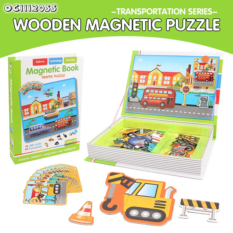 Wooden Fun Learning Educational Floor Cartoon Traffic Jigsaw Puzzles Car Kids Toys for Children