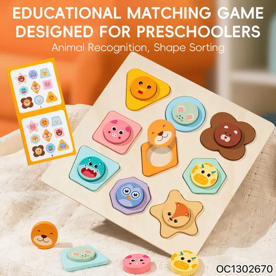 Baby Toys 3D Puzzle Cartoon Animals Vehicle Cognitive Improvement Learning Game Jigsaw Puzzle Wooden Match Toys for Kid Children
