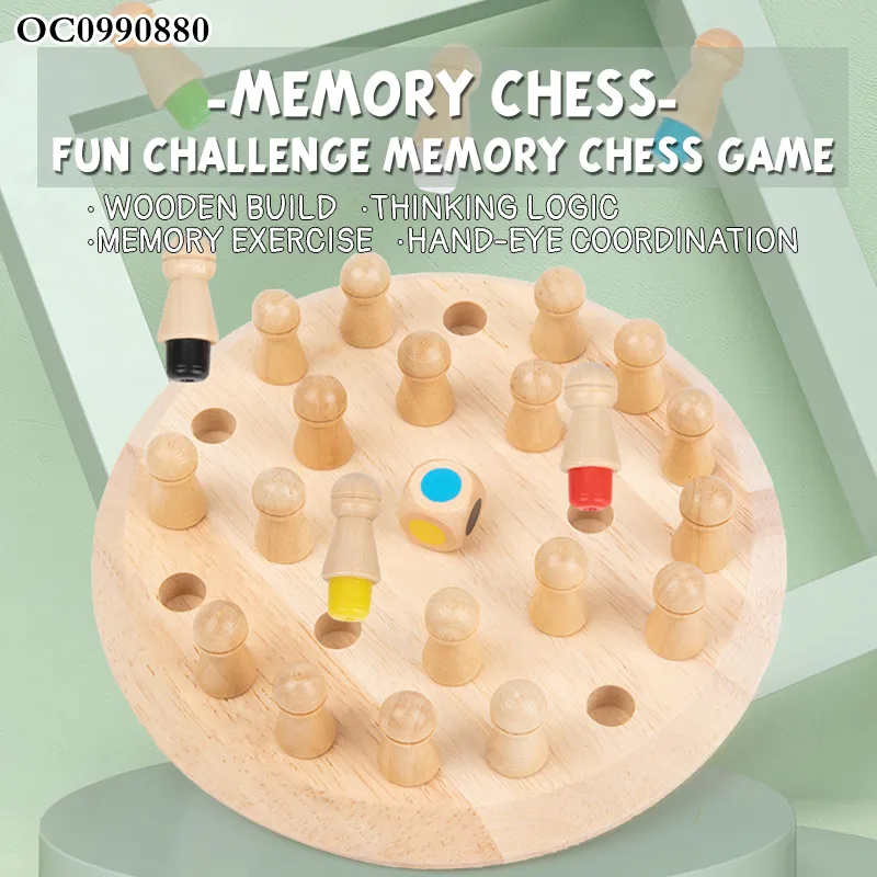 High Quality Interactive Children Educational Custom Montessori Color Wooden Chess Board Game Toy for Kids