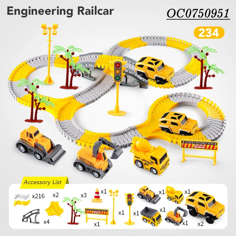 Kids 234PCS B/O Electric Children Rail Race Slot Track Construction Car Toy