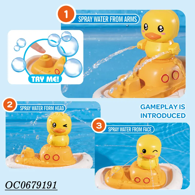 Wholesale Battery Animal Powered Summer Pool Water Spray Game Duck Bath Toys Plastic Bath Duck for Kids