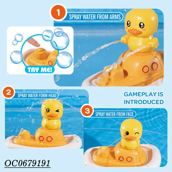 Wholesale Battery Animal Powered Summer Pool Water Spray Game Duck Bath Toys Plastic Bath Duck for Kids