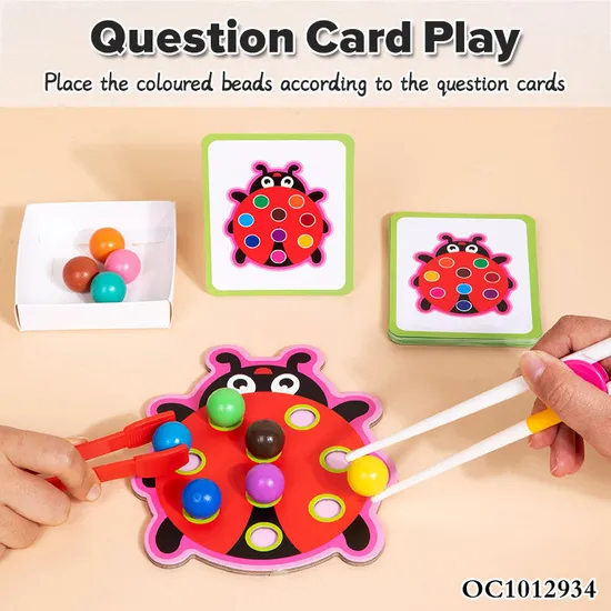Pinch Beads Wooden Jigsaw Puzzles Busy Board Montessori Sensory Babies Toys for Toddlers with Pliers and Chopsticks