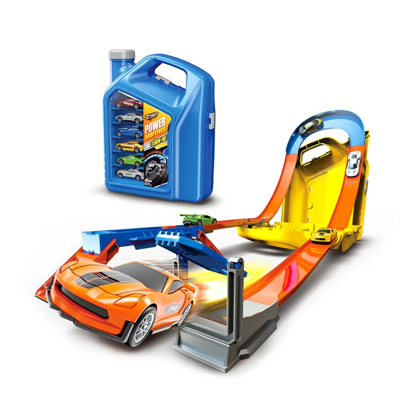 Boys Kids Gift Items Self Assemble Railway Flexible Racing Speed Ejection Track Car Toys with 2PCS Alloy Cars Ans Storage Box