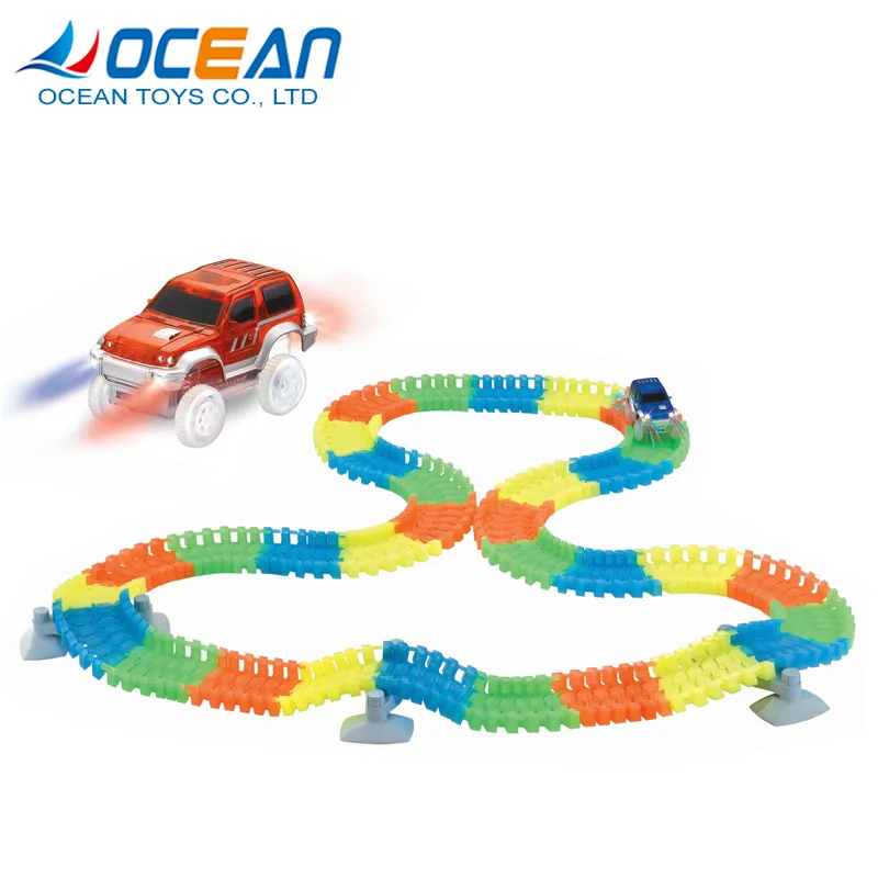Children's Electric Plastic Shark Slot Car Race 360 Degree Curved Track Orbit Toy
