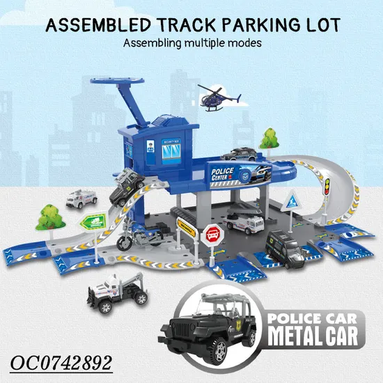 Alloy Electric Rail Car DIY Car Track Parking Lot Toys for Children Boys