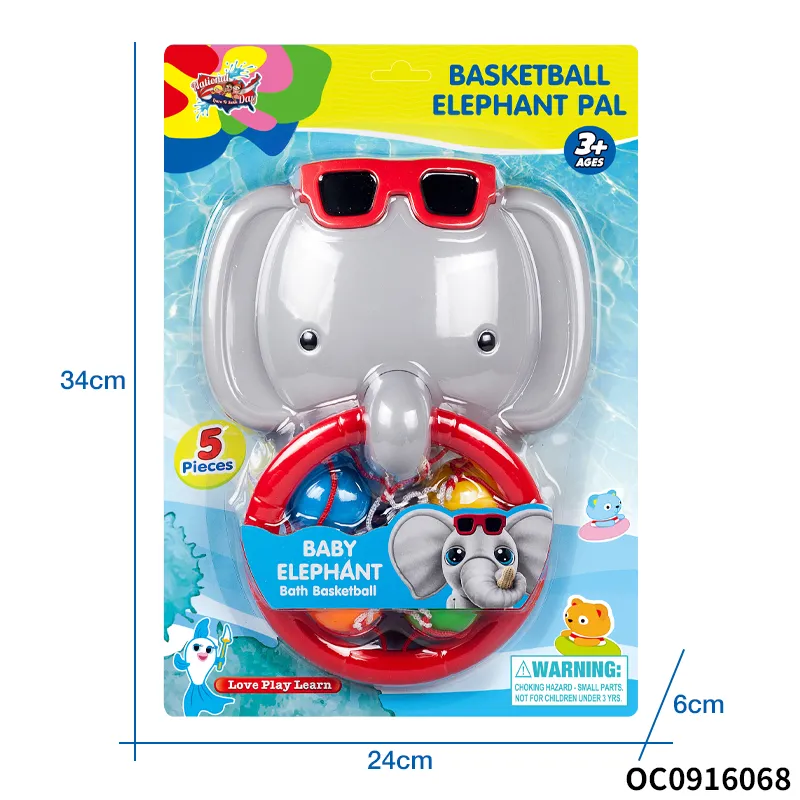 Wholesale Cartoon Elephant Play Water Games Mini Basketball Shower Bath Toy for Baby