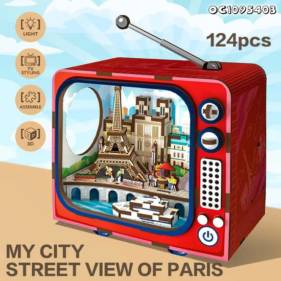124PCS DIY Board Games New Building Scale Model Children Toys and 3D Puzzle Wooden Toy for Children