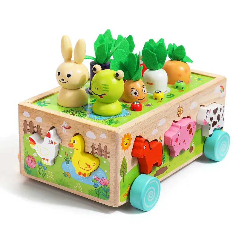 3D Matching Animal Shape Children Wooden Jigsaw Puzzle Educational Toy for Kids DIY Games with storage Box