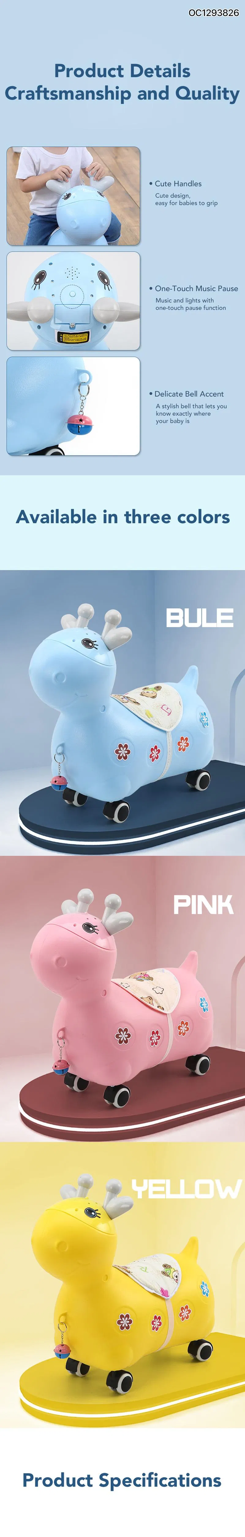Wholesale China Children Cartoon Deer Plastic Kids Battery Operated Ride on Style Baby Electric Balance Car