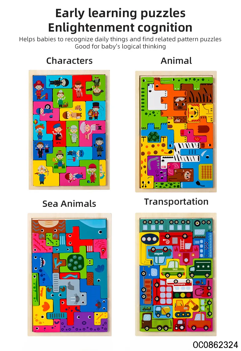 3D Wooden Animal Jigsaw Puzzle Autism Toys Montessori Early Education Toy
