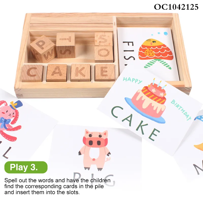 Early Learning Exercise Shapes Matching and Wooden Alphabet 3D Puzzle Jigsaw Puzzle Toys for Kids Early Educational with Cards