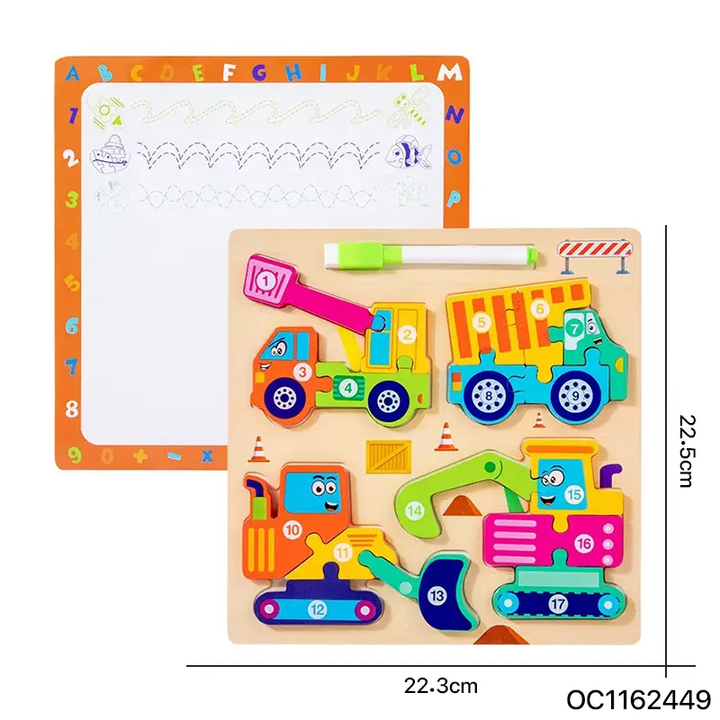 Kindergarten Wood DIY Engineering Vehicle Toys Cartoon Animal Traffic Assembled Jigsaw Puzzle Games Toy for Baby Kids