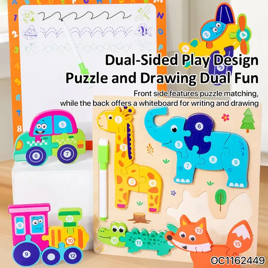 Kindergarten Wood DIY Engineering Vehicle Toys Cartoon Animal Traffic Assembled Jigsaw Puzzle Games Toy for Baby Kids