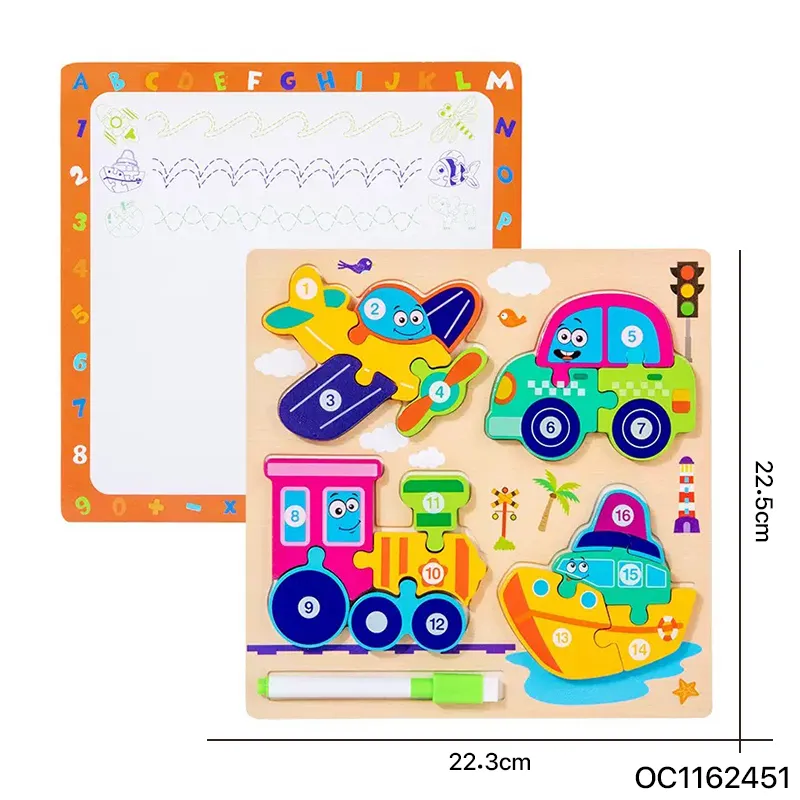 Early Learning Resources New Educational Toys Baby Drawing and Wooden Traffic Jigsaw Puzzle Frame Assembled Games Toy for Kids
