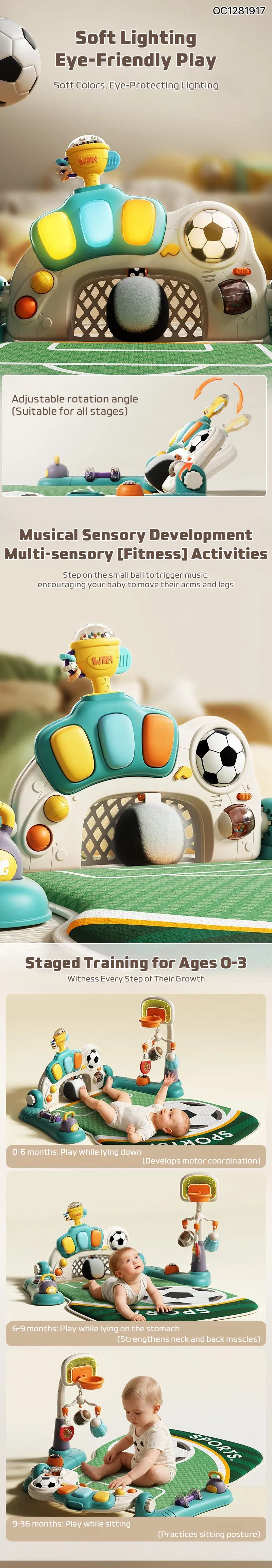 Hot Selling New Born Wholesale Play Soccer Training Gym Activity Mat Sensory Mat